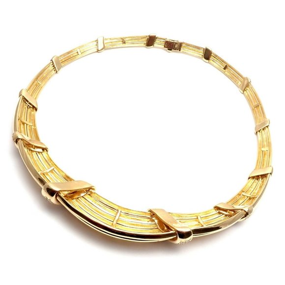 Vintage! Authentic Van Cleef & Arpels 18k Yellow Gold Diamond Choker Necklace - Picture 2 of 12